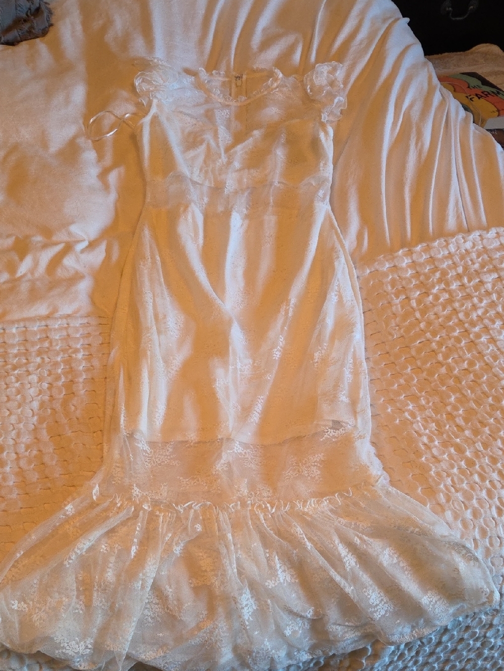 bebe White Lace Midi Dress